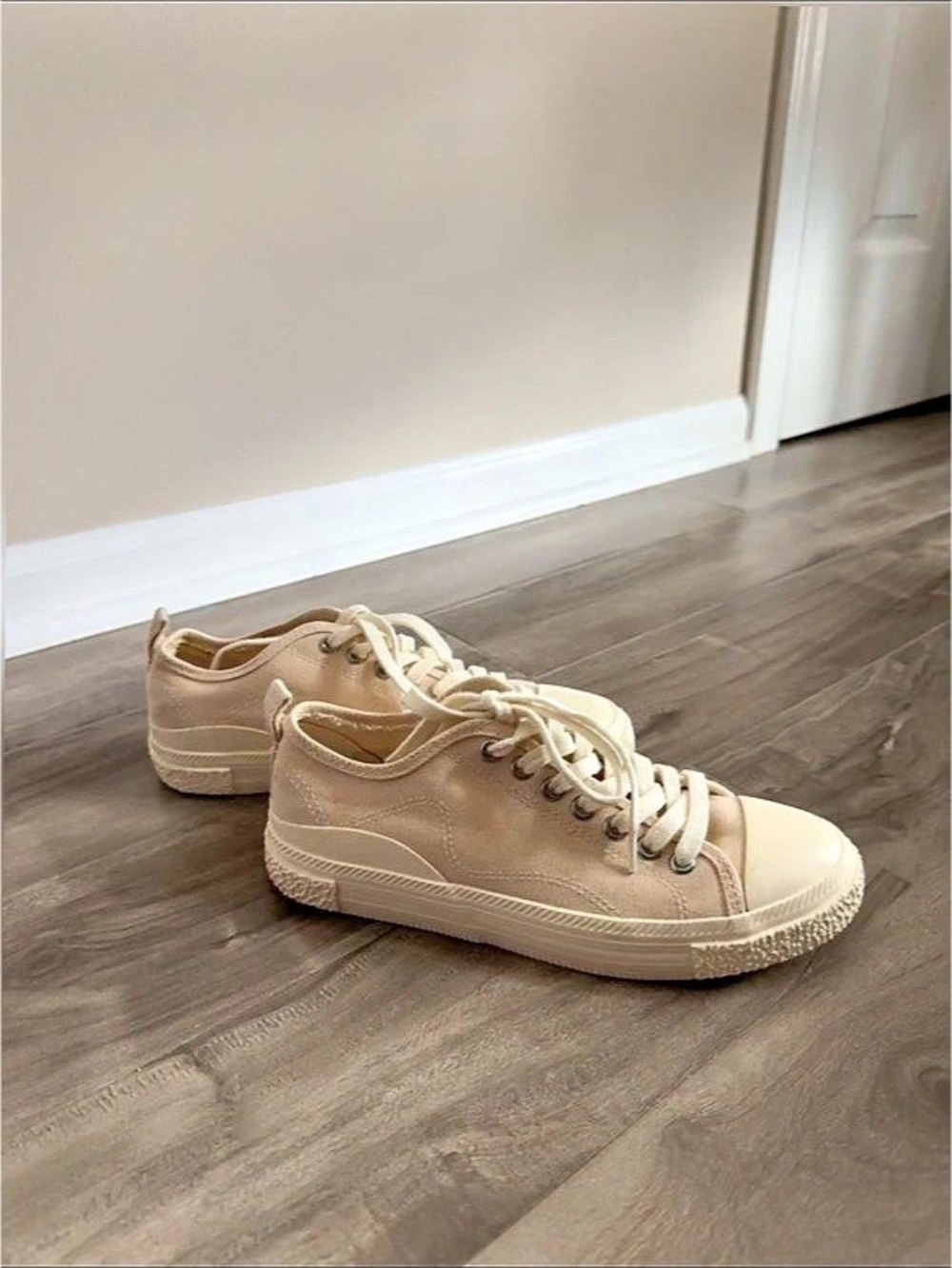 Beige Canvas Sneakers by Zara in 37